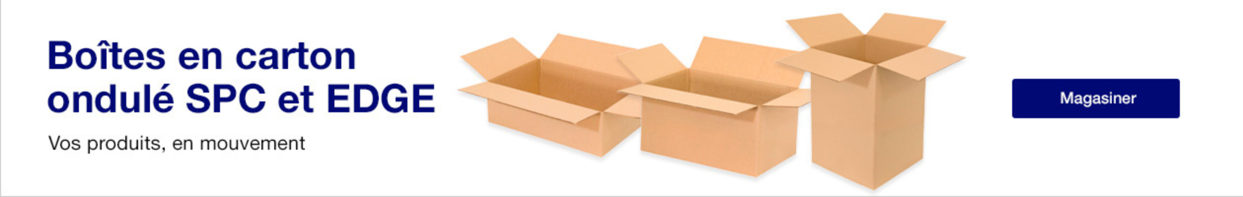 There is a picture of three different sized moving boxes from SPC and EDGE.