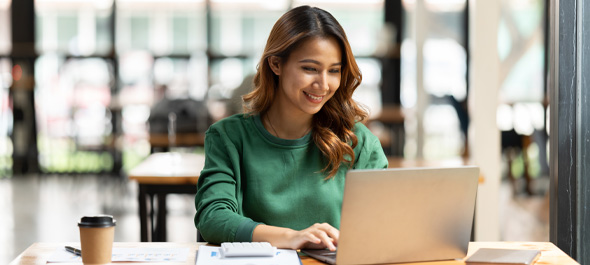 Woman working on laptop