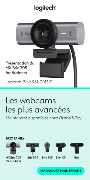 Logo Logitech, bouton Acheter maintenant, image de la webcam.