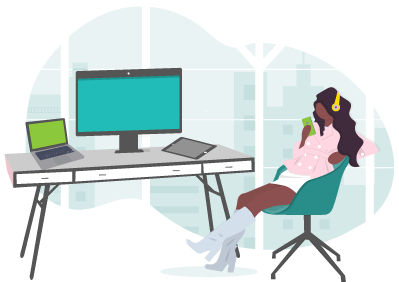 image of a techie's desk