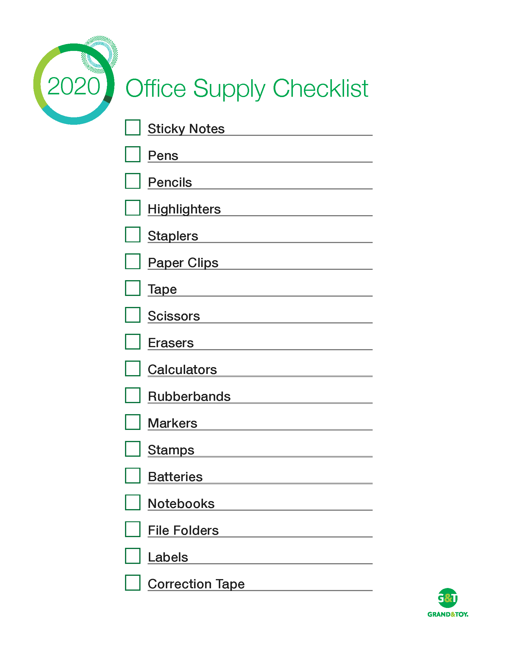 Free Printable Home Office Supplies List