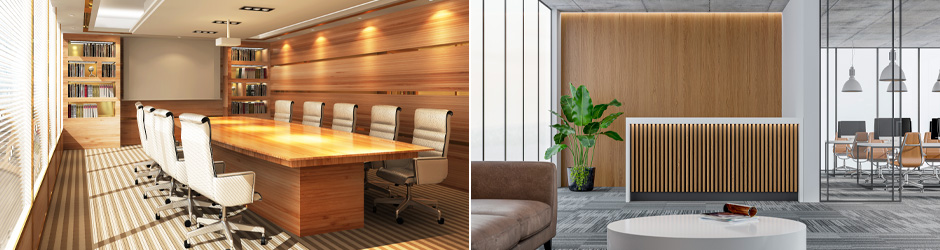 Lighting and furnishing give proper texture to meeting rooms. Indoor plants compliment office furnishings superbly.